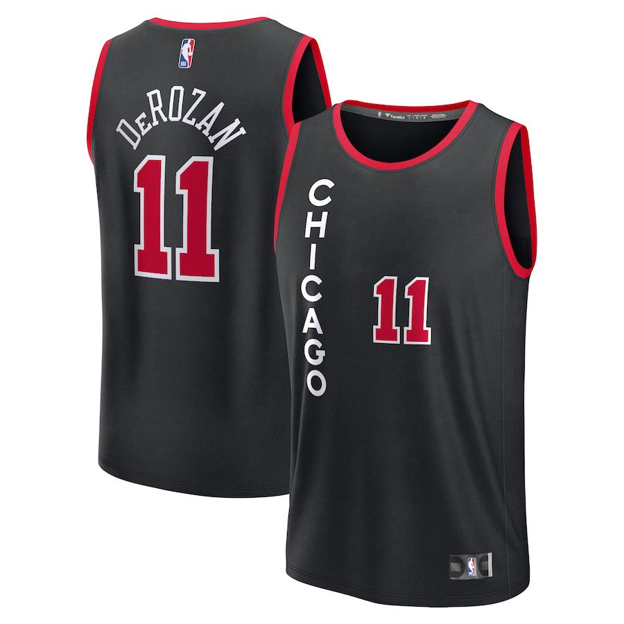 Men Chicago Bulls #11 DeMar DeRozan Fanatics Branded Black City Edition 2023-24 Fast Break NBA Jersey